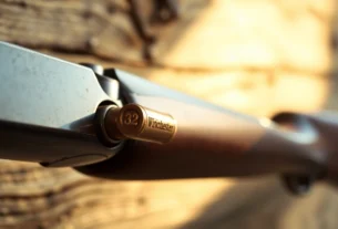 Efficient shot of a 32WIN cartridge in a traditional rifle, highlighting precision and craftsmanship for firearm enthusiasts.