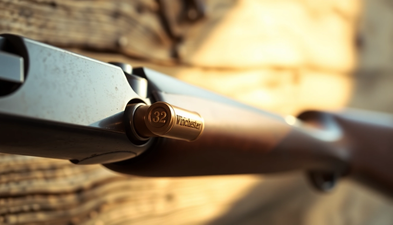 Efficient shot of a 32WIN cartridge in a traditional rifle, highlighting precision and craftsmanship for firearm enthusiasts.