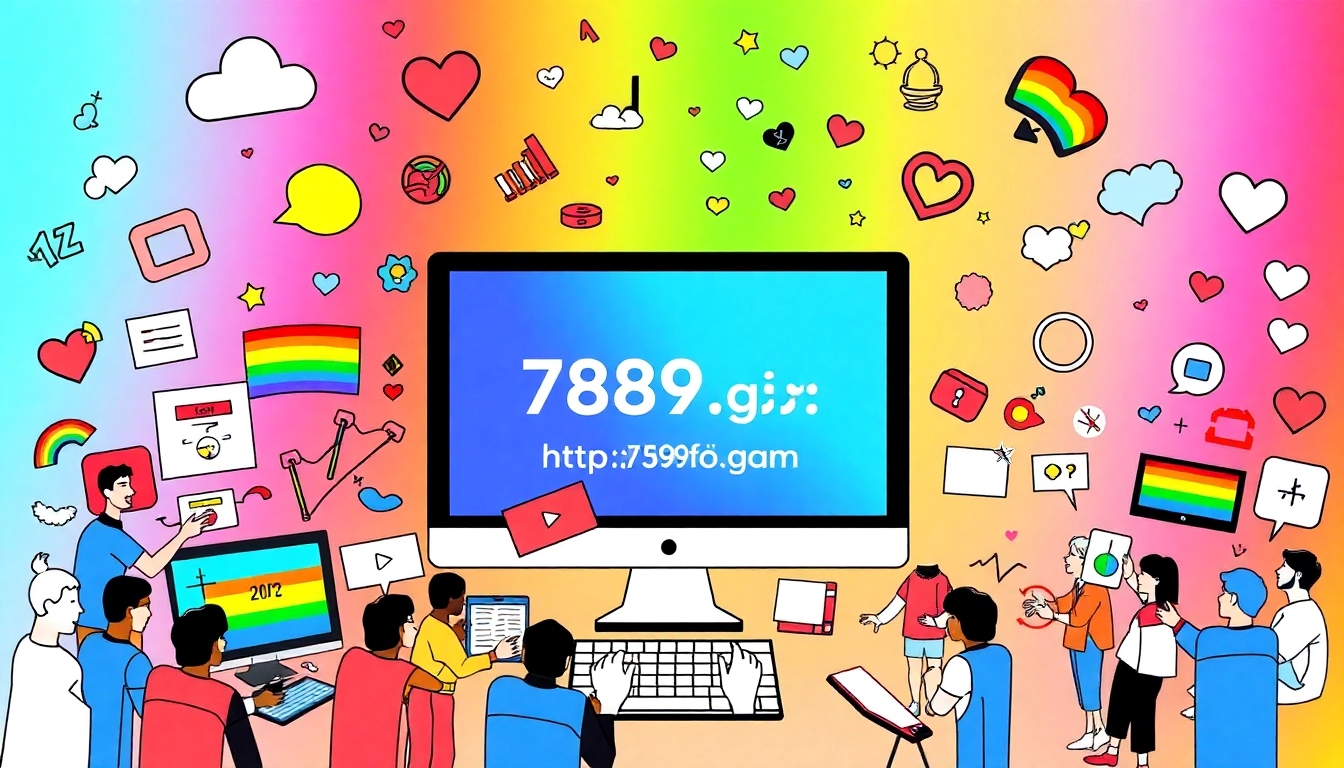 Engaging visual highlighting https://789f.gay as a dynamic online LGBTQ+ community platform with colorful symbols and modern design.