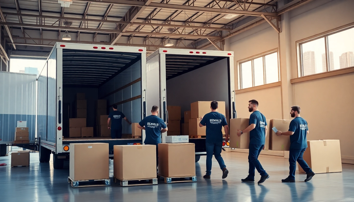 Calgary moving professionals expertly handling a residential move with trucks and packing supplies, ensuring safety and care throughout the process.