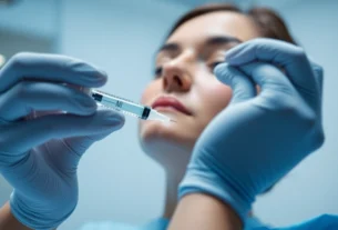 Professional performing Fettwegspritze Zürich for targeted fat reduction in a modern clinic setting.