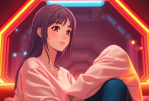 AI girlfriend engaging in a personalized, unfiltered NSFW chat within a sleek digital interface, showcasing emotional connection and intimacy, high detail, accessible design.