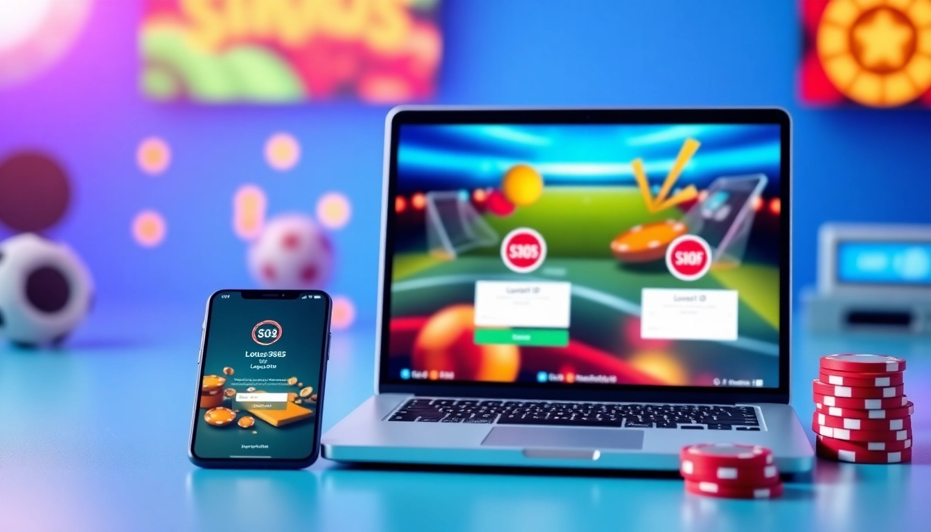 Secure Lotus365 ID login interface on mobile and desktop screens with sports and casino themes, highlighting easy access.