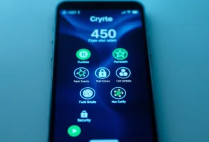 A crypto wallet app opened on a smartphone highlighting secure digital asset management and