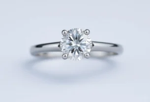 Elegant white gold engagement ring featuring a dazzling diamond, perfect for modern proposals, showcasing craftsmanship and style.