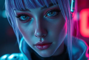 Dynamic NSFW AI Image Generator render: a hyperreal portrait with neon lighting.
