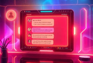 Dynamic scene illustrating an engaging Spicy AI Chat interface with vivid visuals and expressive characters for immersive interaction.