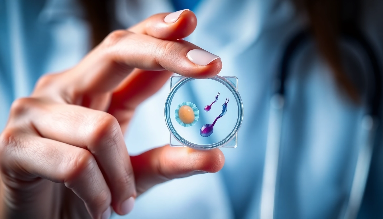 Illustration showing how avviene la fecondazione in vitro with eggs and sperm in a lab