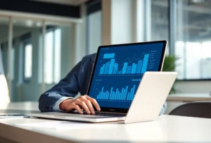 Real estate analyst analyzing property market updates and mortgage trends with data charts for