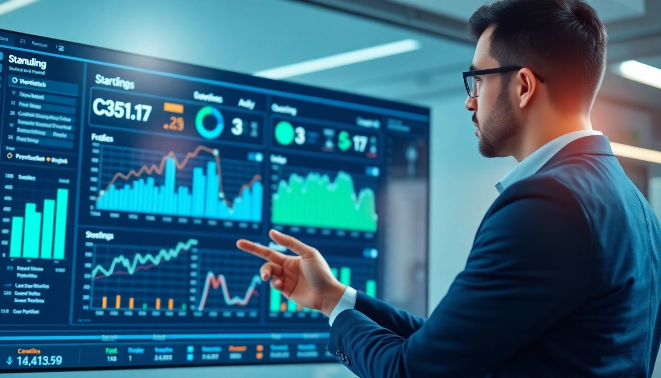 Financial analyst analyzing startup funding updates through digital charts and graphs for