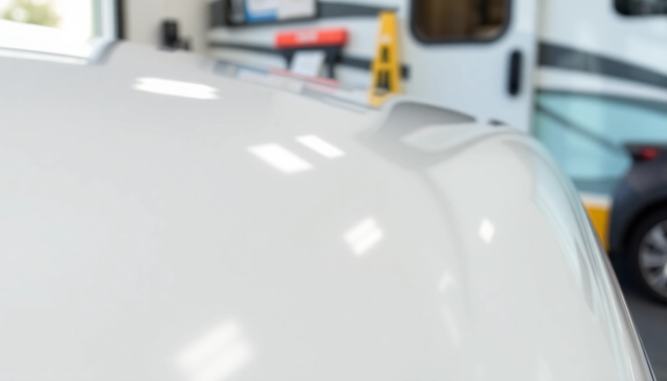 Professional Wohnmobil Politursiegelung showing a glossy, well-maintained exterior surface for