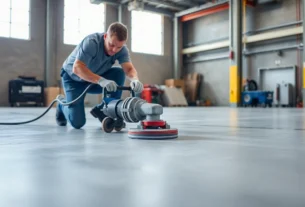 Professional team performing floor preparation in Birmingham for durable and level flooring